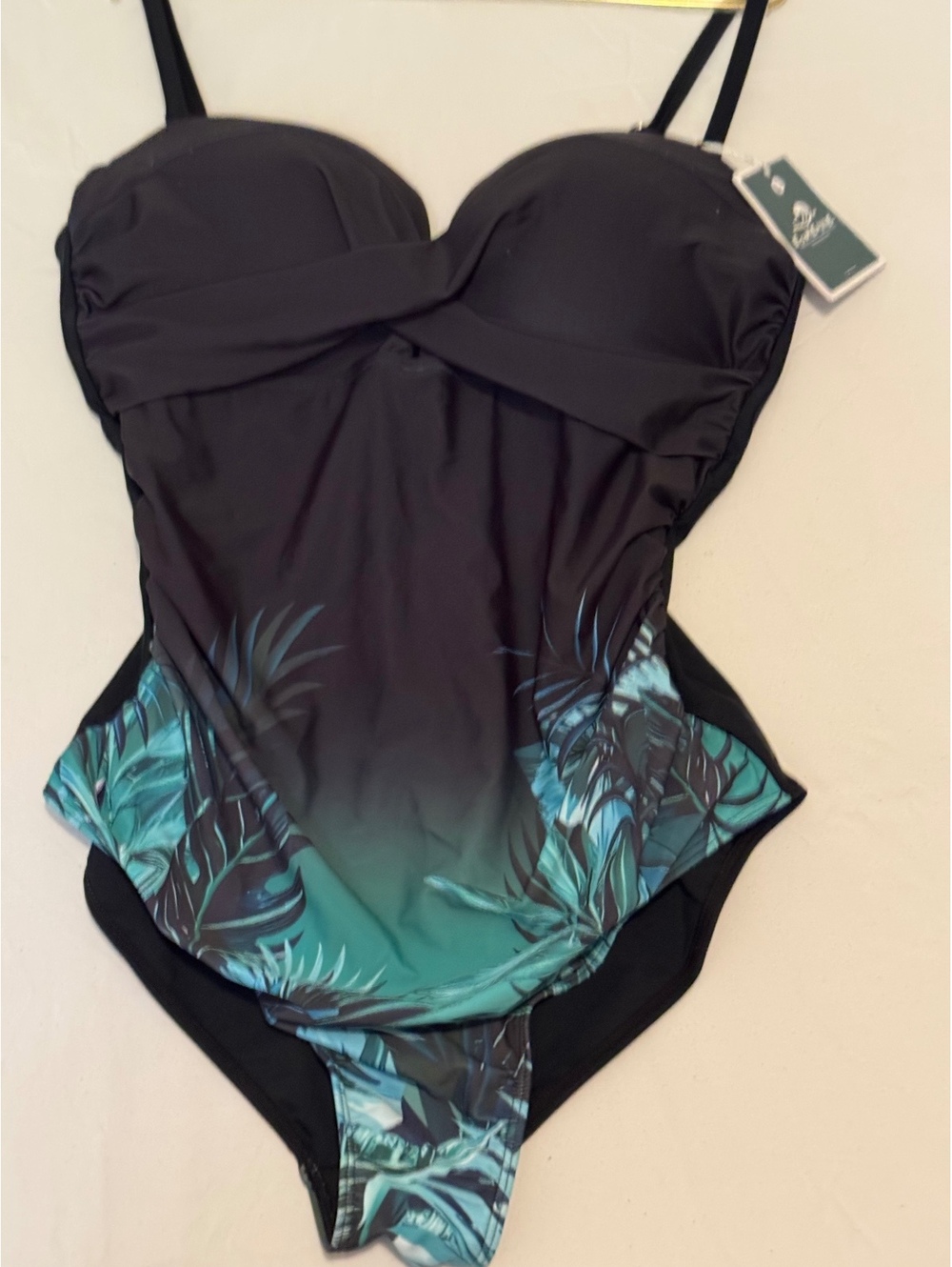 BNWT Eomenie Black Tropical One Piece Swimsuit - Size L